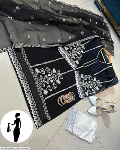 Black Embroidered 3-Piece Suit for Eid & Weddings