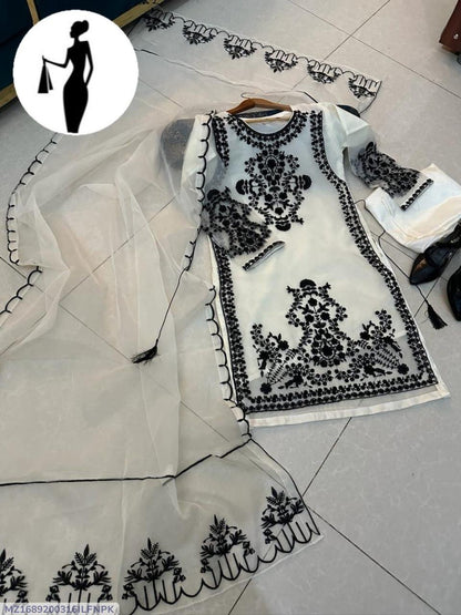 Premium Quality 3-Piece Suit for Women Organza Embroidery