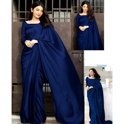 Blue Shamoz Silk Eid Wedding Saree Set