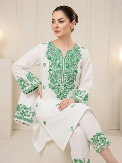 Unstitched 2 pice Embroidered Suit