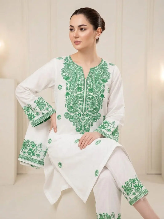 Unstitched 2 pice Embroidered Suit