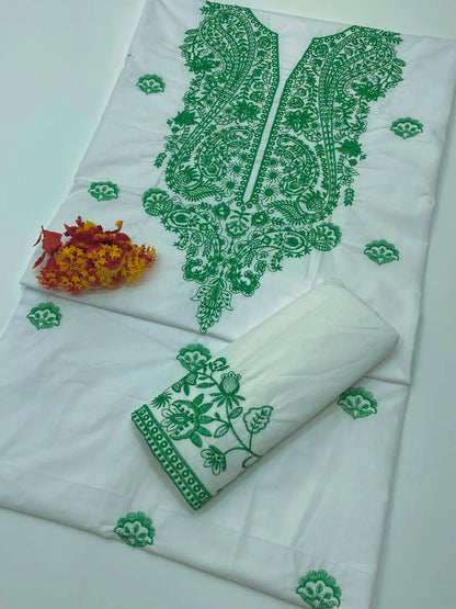 Unstitched 2 pice Embroidered Suit
