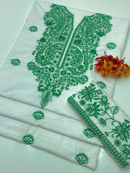 Unstitched 2 pice Embroidered Suit