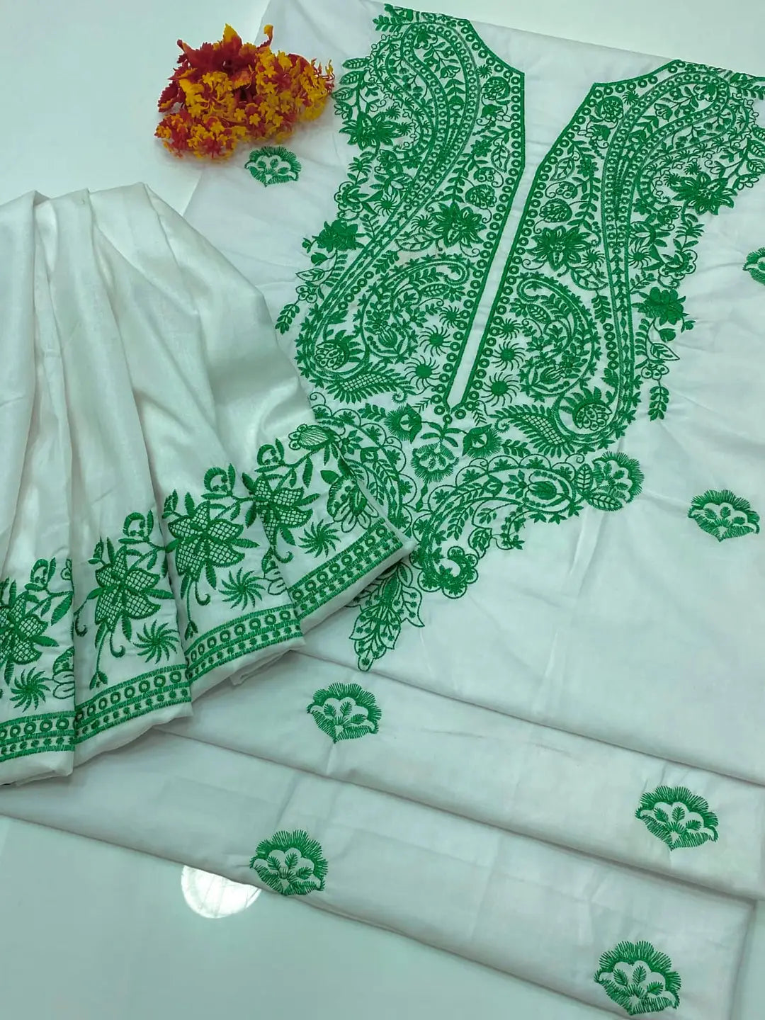 Unstitched 2 pice Embroidered Suit
