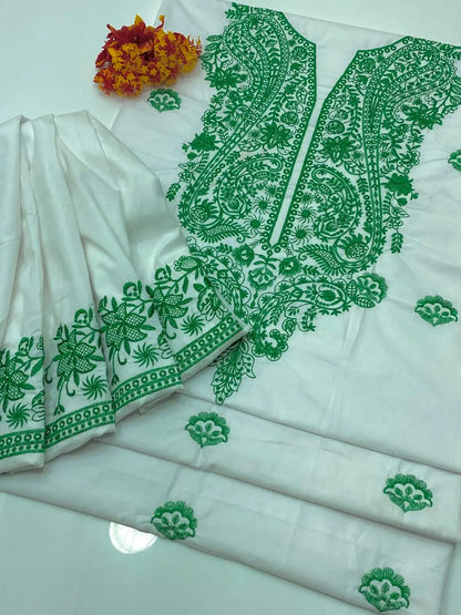 Unstitched 2 pice Embroidered Suit